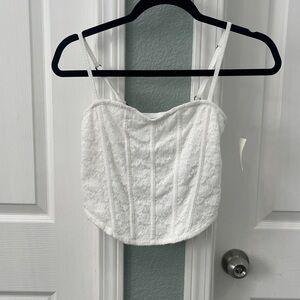 Hollister White Lace Bustier Crop Top with Adjustable Straps